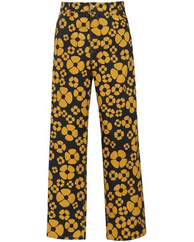 Marni X Carhartt Floral-print Pants - Yellow