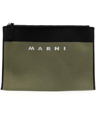 Marni Logo-jacquard Clutch Bag - Black