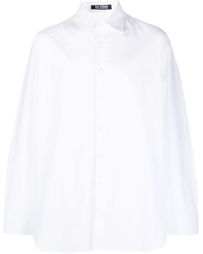 Raf Simons Mesh-detail Cotton Shirt - White