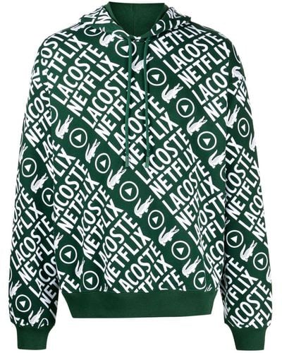 Lacoste Graphic-print Cotton Hoodie - Green