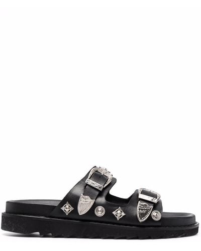 Toga Virilis Stud-embellished Leather Sandals - Black