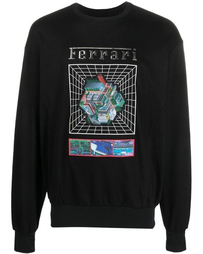 Ferrari Graphic-print Cotton Sweatshirt - Black