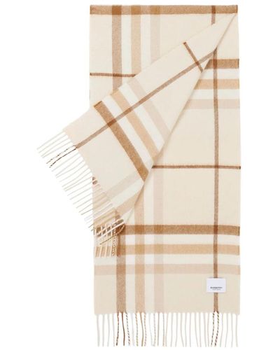 Burberry Check-pattern Cashmere Scarf - Natural