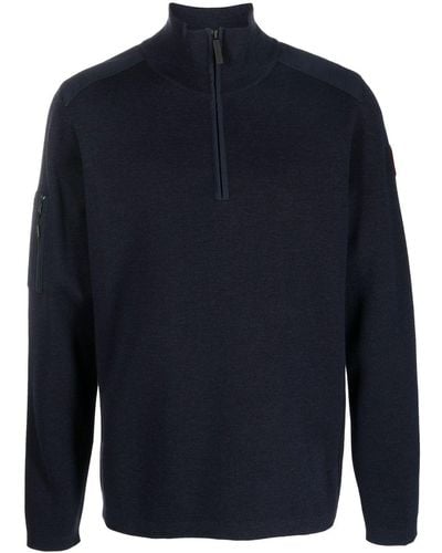 Canada Goose Half-zip Wool Sweater - Blue
