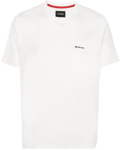 Kiton Embroidered-Logo Cotton T-Shirt - White