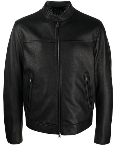 Brioni Zip-front Leather Jacket - Black