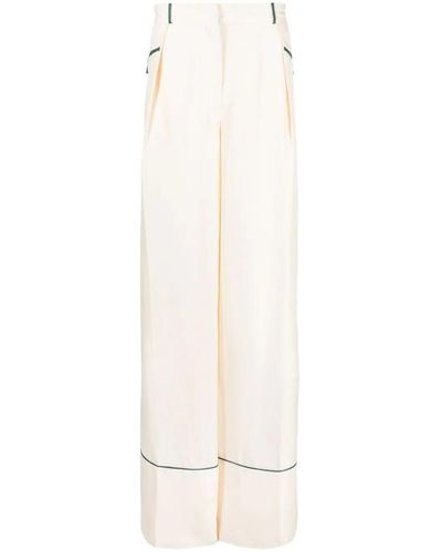 Bally Contrast-piping Silk Pajama Pants - White