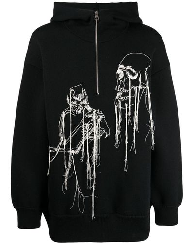 Alexander McQueen Skull-print Knitted Hoodie - Black