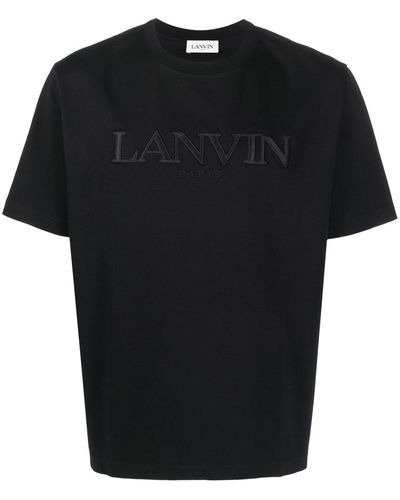 Lanvin Logo-embroidered Short-sleeved T-shirt - Black