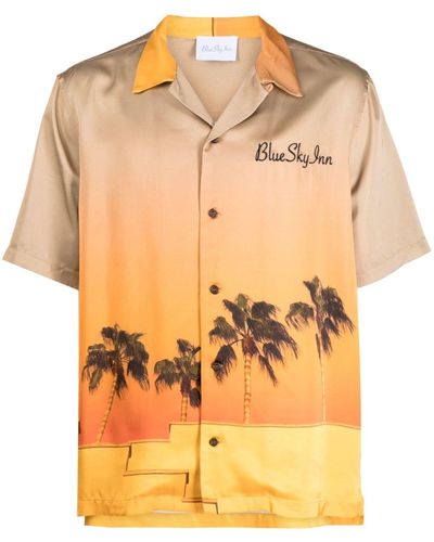 BLUE SKY INN Graphic-print Short-sleeve Shirt - Orange