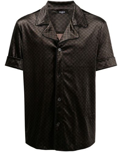 Balmain Monogram Short-sleeve Shirt - Black