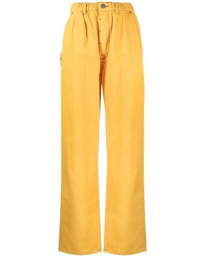 Mira Mikati Contrast-stitching Straight-leg Jeans - Yellow
