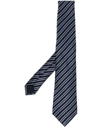 Giorgio Armani Diagonal Stripe-Pattern Belt - Blue