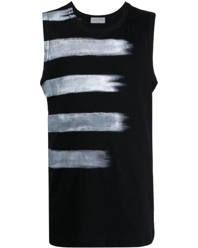 Yohji Yamamoto 5-stripes Brushed-effect Cotton Top - Black