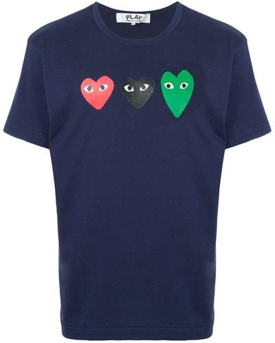 COMME DES GARÇONS PLAY Heart-print Crewneck Cotton-jersey T-shirt - Blue