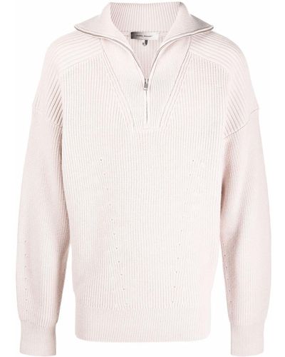 Isabel Marant Ribbed-knit Half-zip Sweater - Multicolor