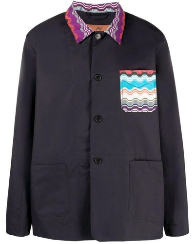 Missoni Patch-pockets Button-up Shirt Jacket - Blue