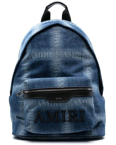 Amiri Logo-print Check Backpack - Blue