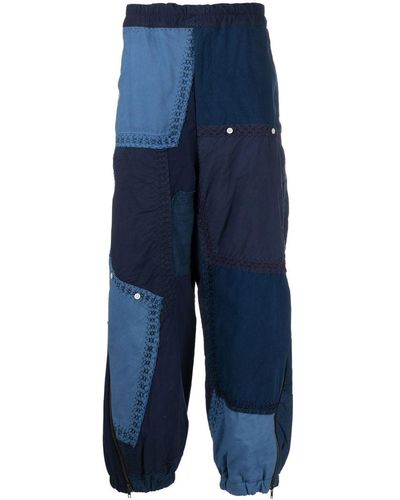By Walid Patchwork Zip-detail Trousers - Blue