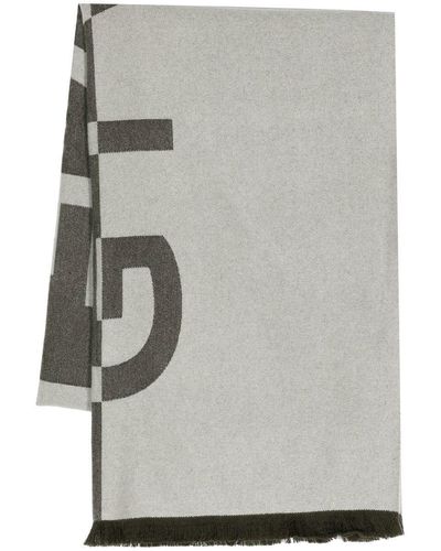 Givenchy Wool-cashmere Long Logo Scarf - Gray