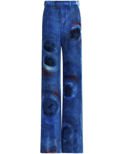 Marni Painterly-print Straight-leg Pants - Blue