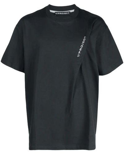 Y. Project Logo-embroidered Pinched T-shirt - Black