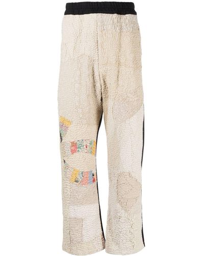 By Walid Patchwork Design Pants - Natural