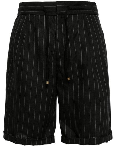 Brunello Cucinelli Pinstripe Linen Shorts - Black