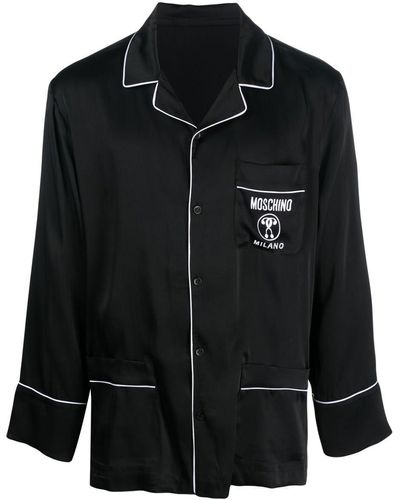 Moschino Piped-trim Satin Pajama Set - Black