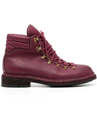 Guidi Lace-up Leather Boots - Purple