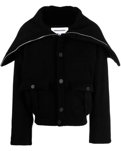 JORDANLUCA Long-collar Buttoned Jacket - Black