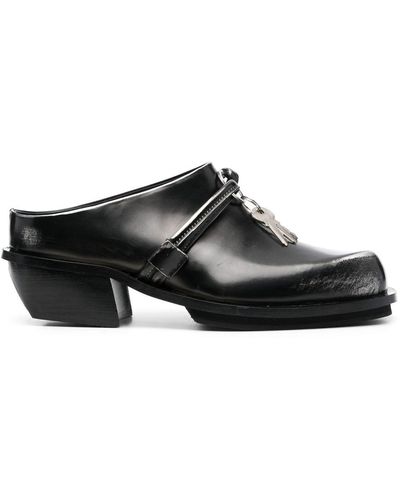 JORDANLUCA Lock-detail Calf-leather Slippers - Black