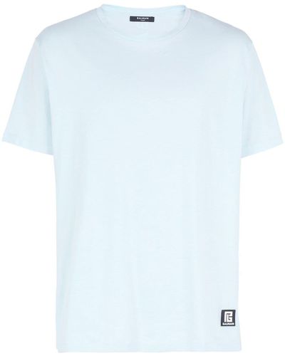Balmain Logo-patch Cotton T-shirt - Blue