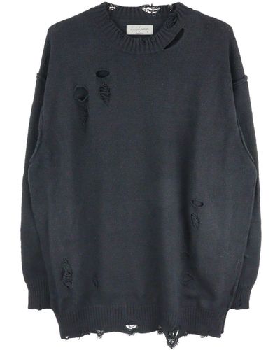 Yohji Yamamoto Distressed Cotton Sweater - Blue