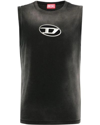 DIESEL Oval D-Plaque Cotton T-Shirt - Black