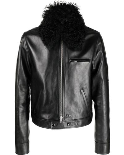 Courreges Detachable Collar Leather Jacket - Black