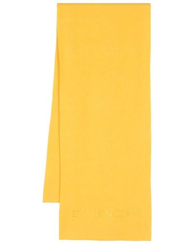 Givenchy Embroidered-logo Woolen Scarf - Yellow