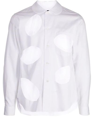 COMME DES GARÇON BLACK Cut-out Detailed Cotton Shirt - White