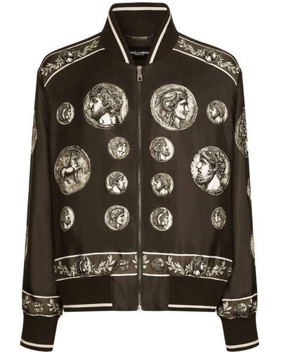 Dolce & Gabbana Graphic-print Long-sleeved Jacket - Black