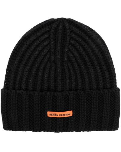 Heron Preston Rib-knit Wool Beanie - Black