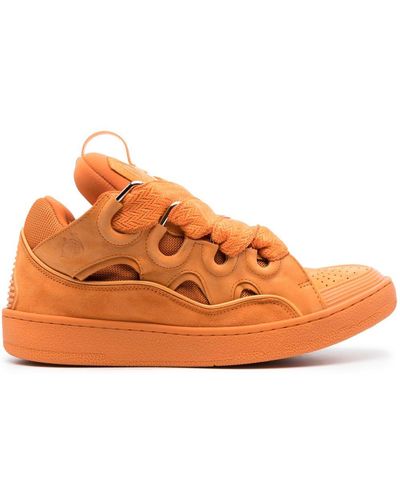 Lanvin Leather Curb Trainers - Orange