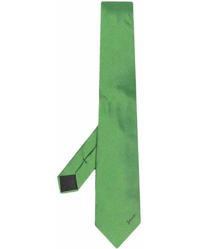 Givenchy Logo Embroidered Silk Tie - Green