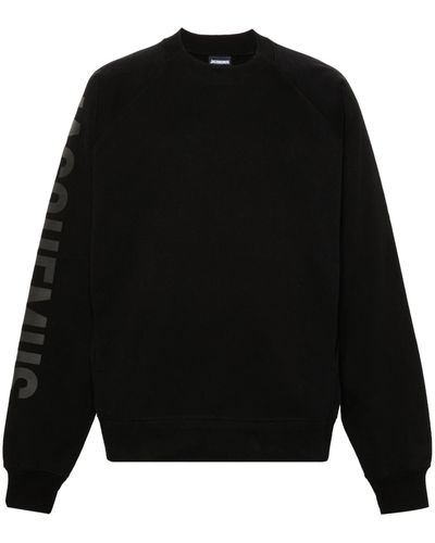 Jacquemus Le Sweatshirt Typo Cotton Top - Black