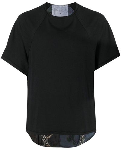 By Walid Patchwork Curved-hem T-shirt - Black