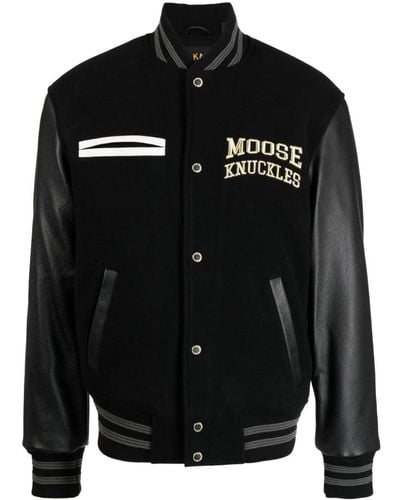 Moose Knuckles Logo-embroidered Bomber Jacket - Black