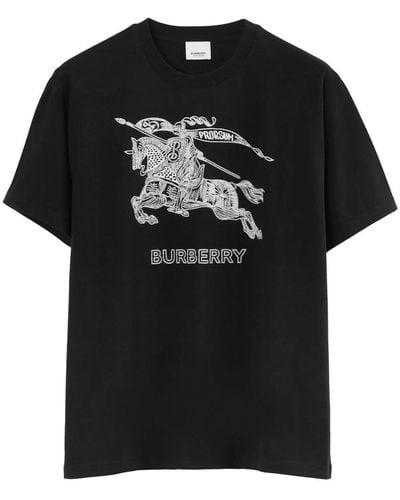 Burberry Dezi Logo-embroidered Cotton-jersey T-shirt - Black