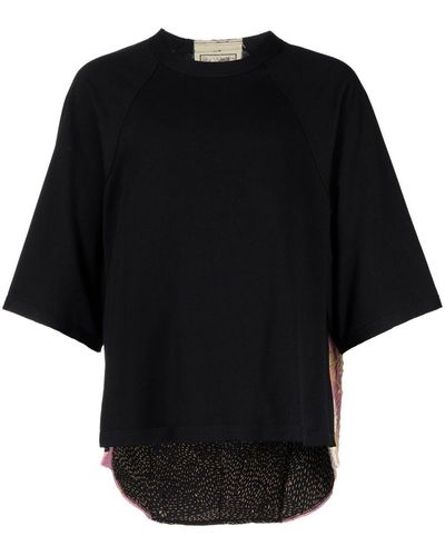 By Walid Floral Embroidery Cotton T-shirt - Black