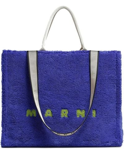 Marni Terry-cloth Logo Tote Bag - Blue