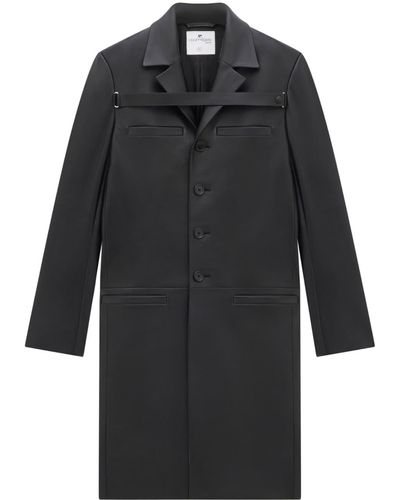 Courreges Single-breasted Leather Coat - Black