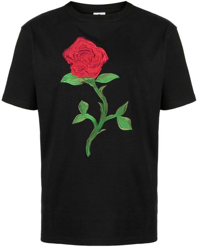 Endless Joy Rose-print Cotton T-shirt - Black